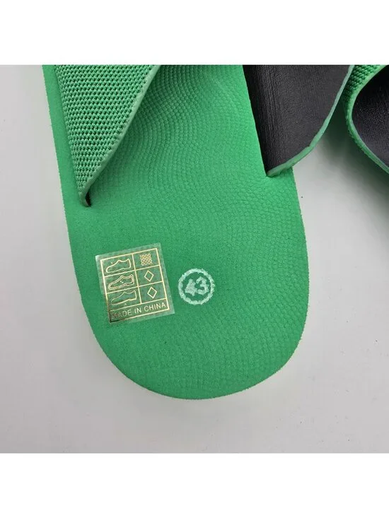 Green Slide Sandals women’s Size 43 Double Buckle Casual Slip-On Green Synthetic - Picture 2 of 4